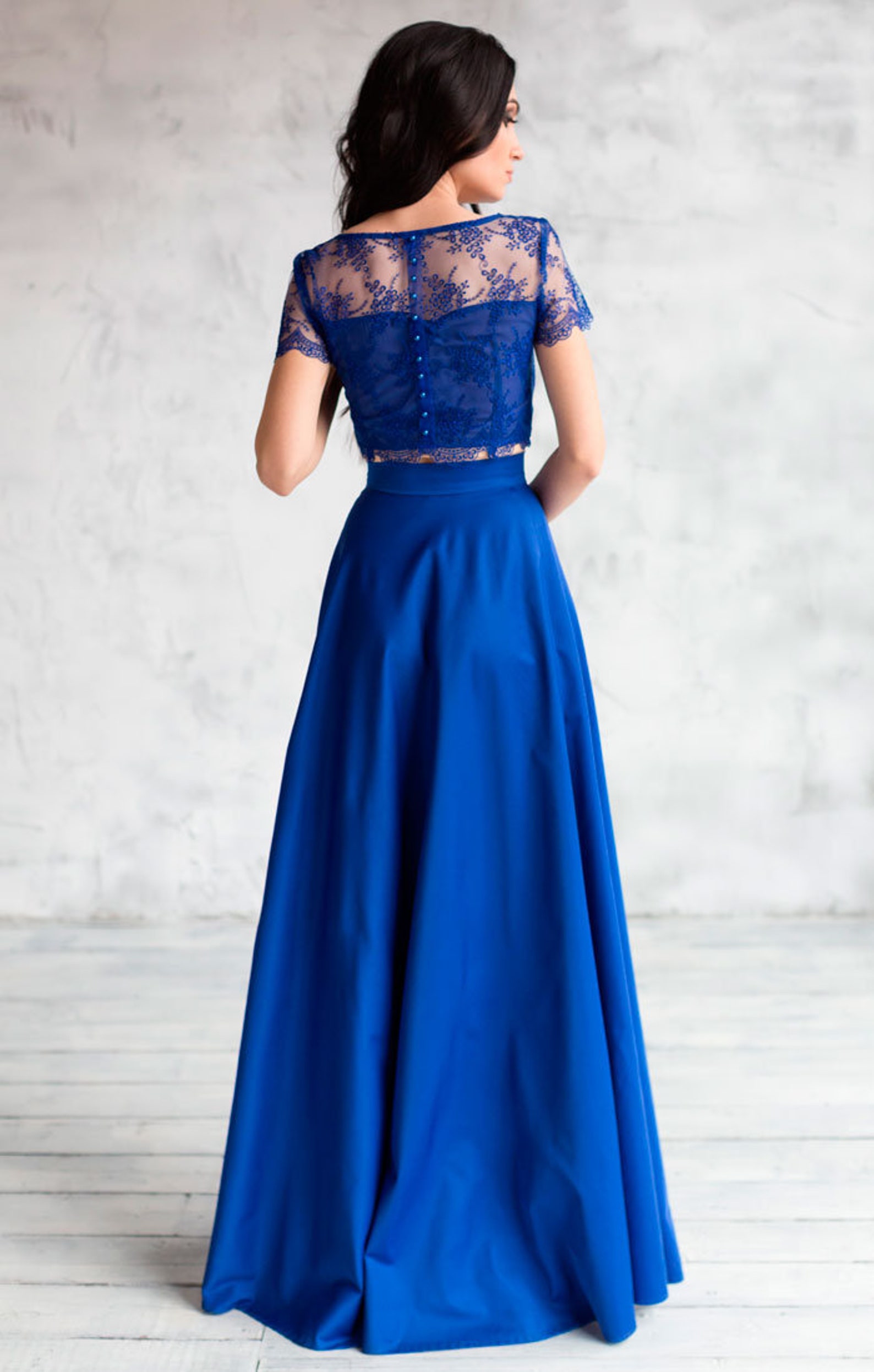 Blue Maxi Skirt / Bridesmaid Skirt / Long Prom Skirt / Long Etsy