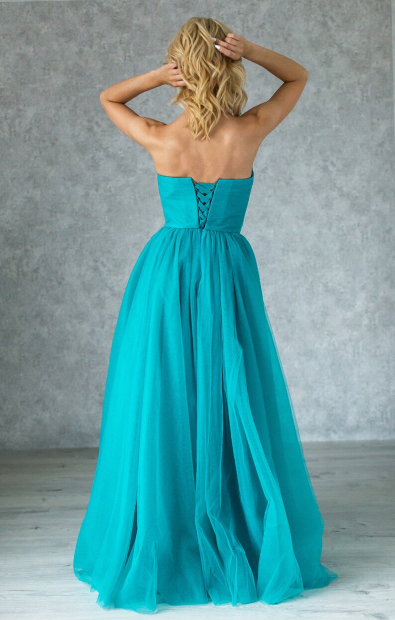 Blush Long Evening Dress With Corset / Tulle Aline Formal Etsy