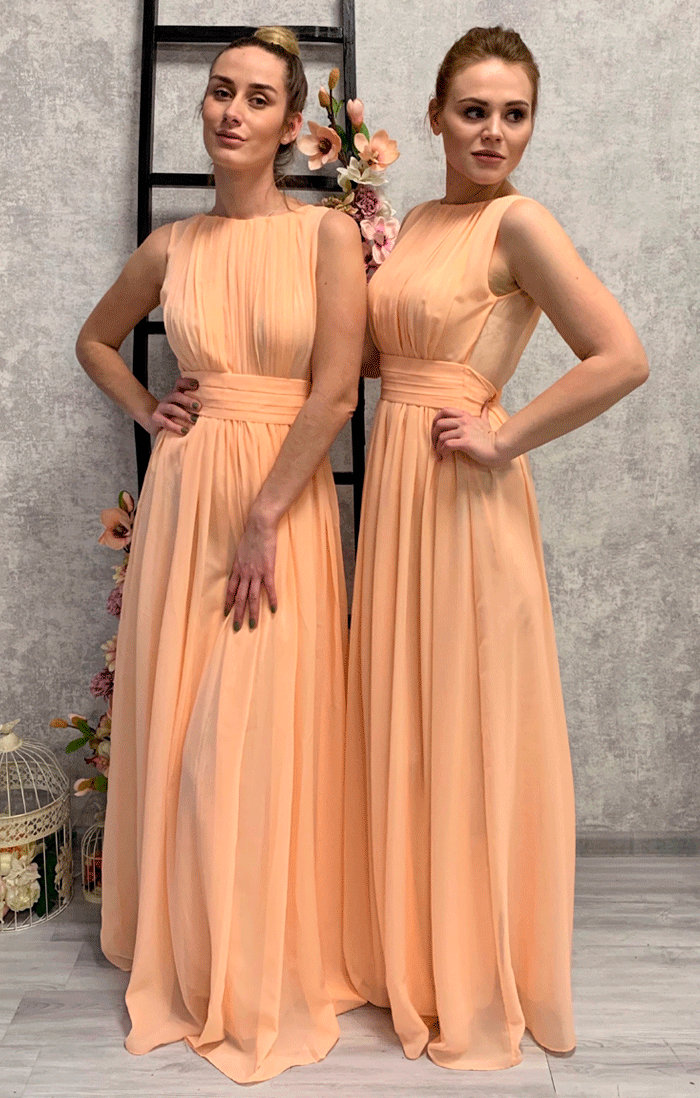Grey Chiffon Bridesmaid Dress, Long Greek Style Wedding Party Gown With  Draped Bodice