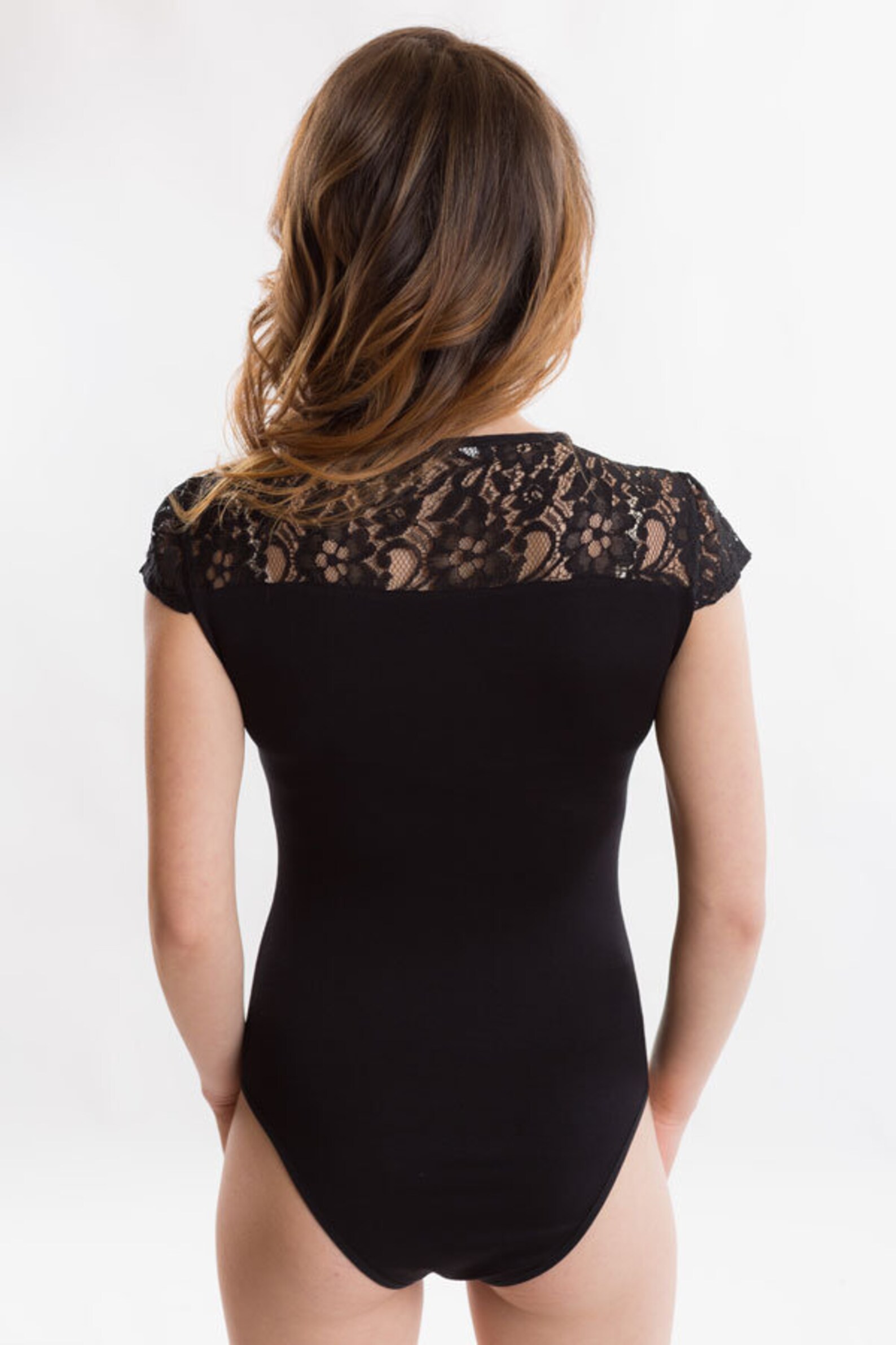 Beaded Satin Bodysuit Blouse