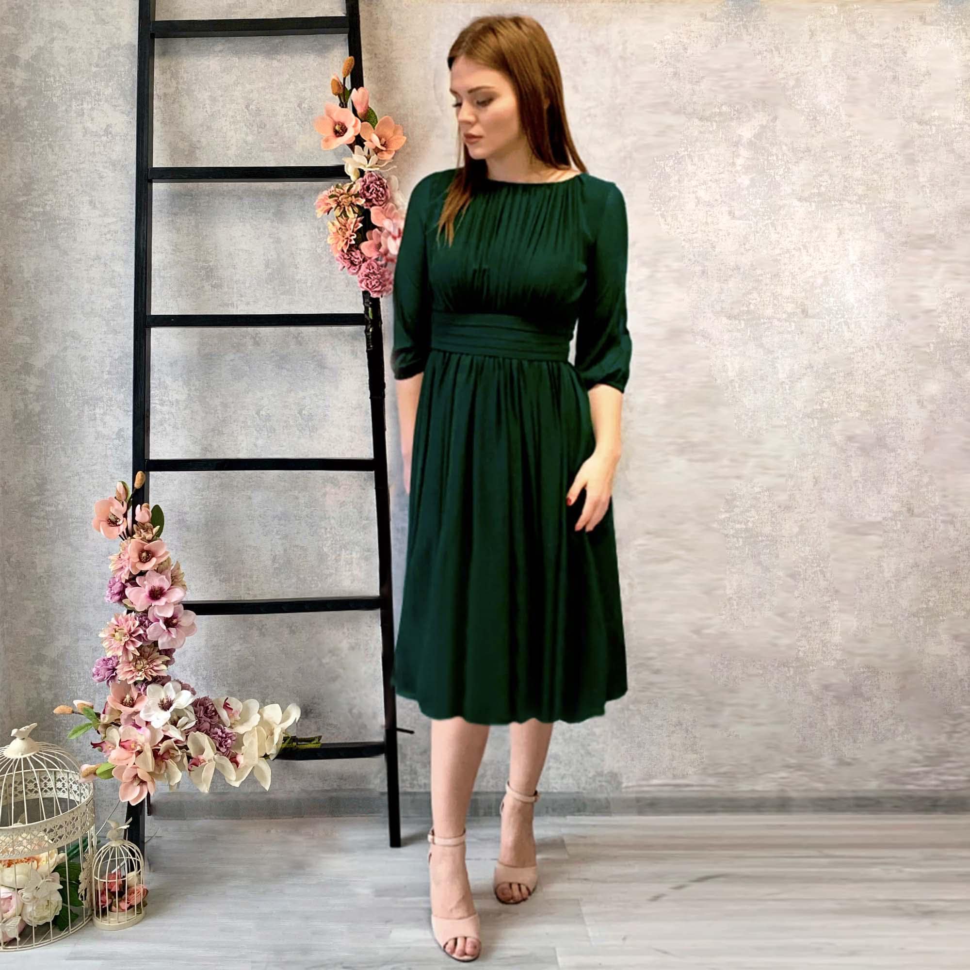 sachin and babi light blue dress 1960s - TINETTA, Germany - Stunning Olive Green Cocktail Dress main image 1