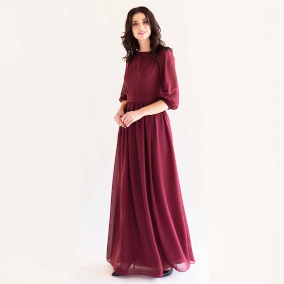 white christmas dresses Martina Maxi Dress in Burgundy Polka
