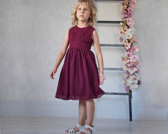 Little girls dress maroon, burgundy girl dress, flower baby girl dress, toddler wedding dress, birthday dress for girls, dress for toddler