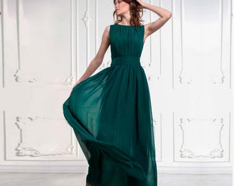 Robbie Bee Emerald Green V-neck Long Dress - Etsy Canada