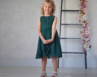 Smaragd Mädchenkleid, Kleinkindkleid, Blumenmädchen grünes Kleid, Baby Mädchen Kleid, Kleinkind Sommerkleid, Geburtstagskleid, kleines Mädchenkleid
