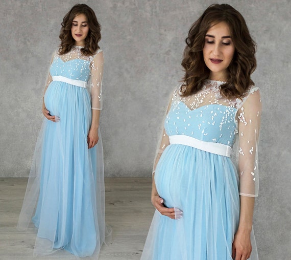blue dresses for pregnant ladies Athena Maternity Photoshoot Dress |Royal Blue Jersey Gown, Convertible –  Chicaboo