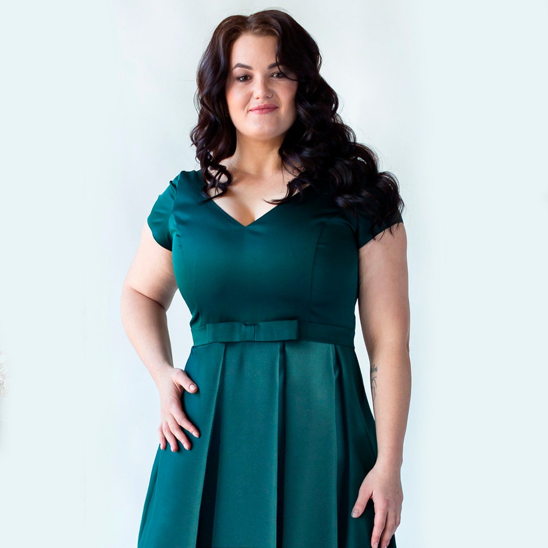 Elegant A-line Emerald Green Bridesmaids Dress, Classic Cotton Dress ...