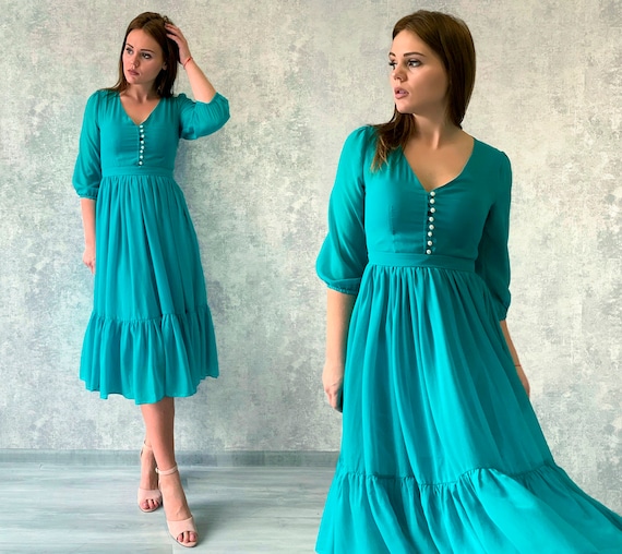 turquoise plus size dress