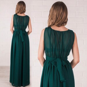 Long Floor Length Elegant Greek Style Chiffon Pleated Dress