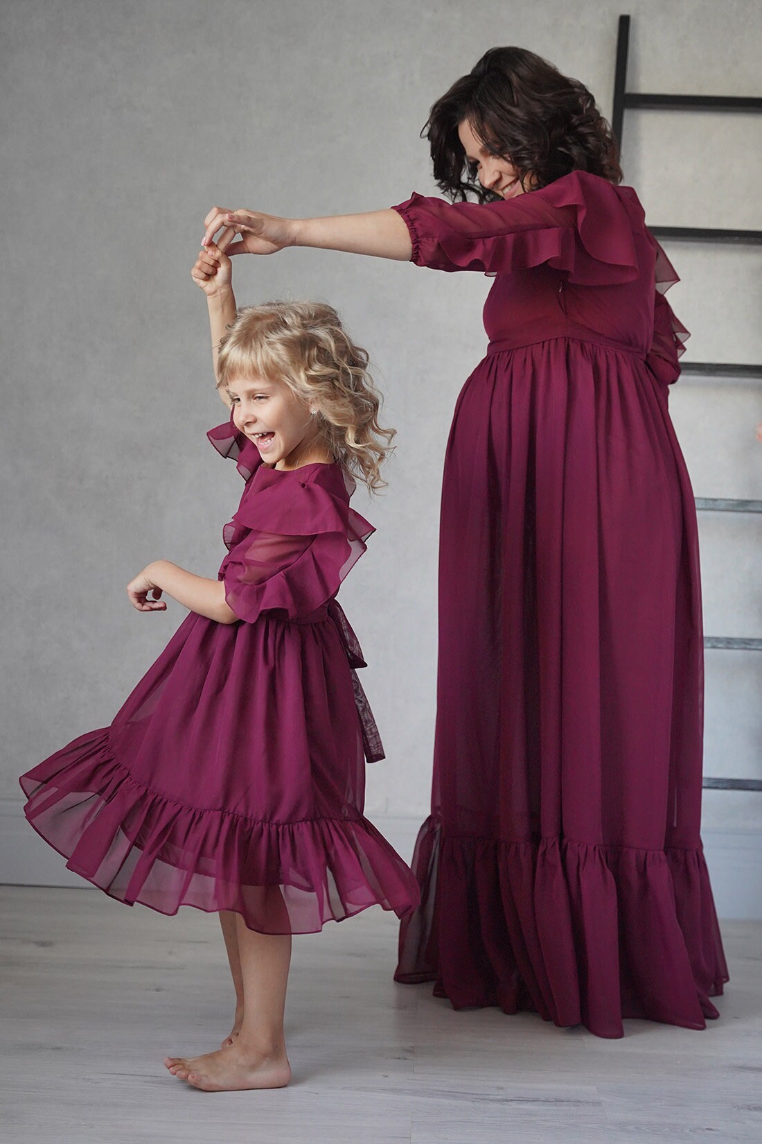 mommy and me burgundy dresses Mommy and Me Outfit, Girl Burgundy Dress, Mother Daughter Matching Dress, Girl Party Dress, Tulle Princess Dress, Formal Dress, Elegant 7 / 14 US