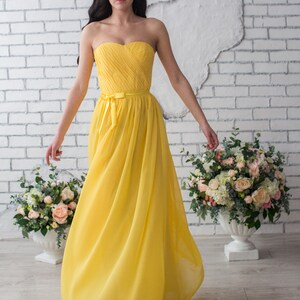 SALE 50% S Size Chiffon Maxi Dress Yellow Prom Dress Party - Etsy