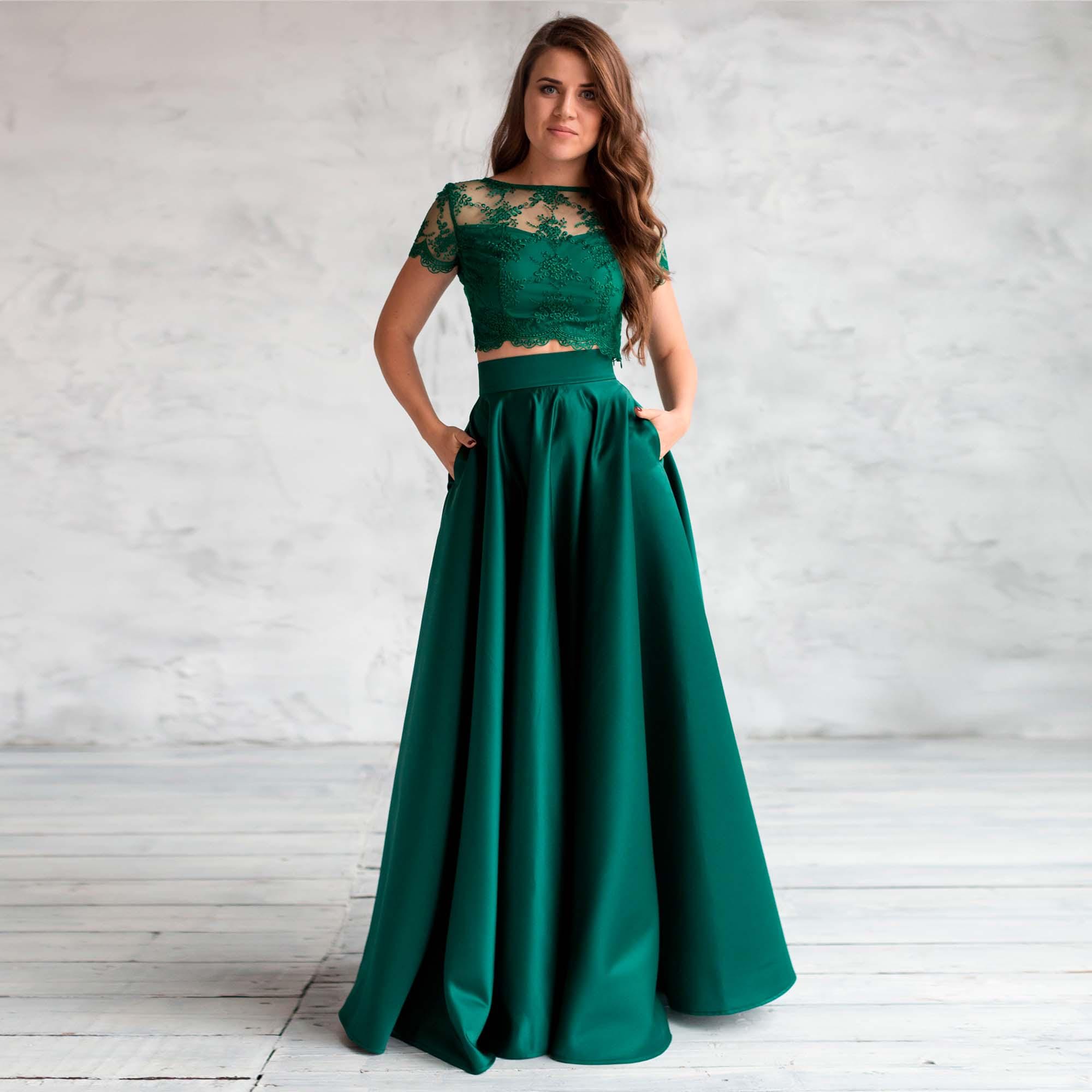 Green Satin Skirt Canada