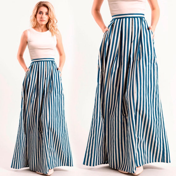 MAMA 2-piece Top and Skirt Set - Dark blue/striped - Ladies