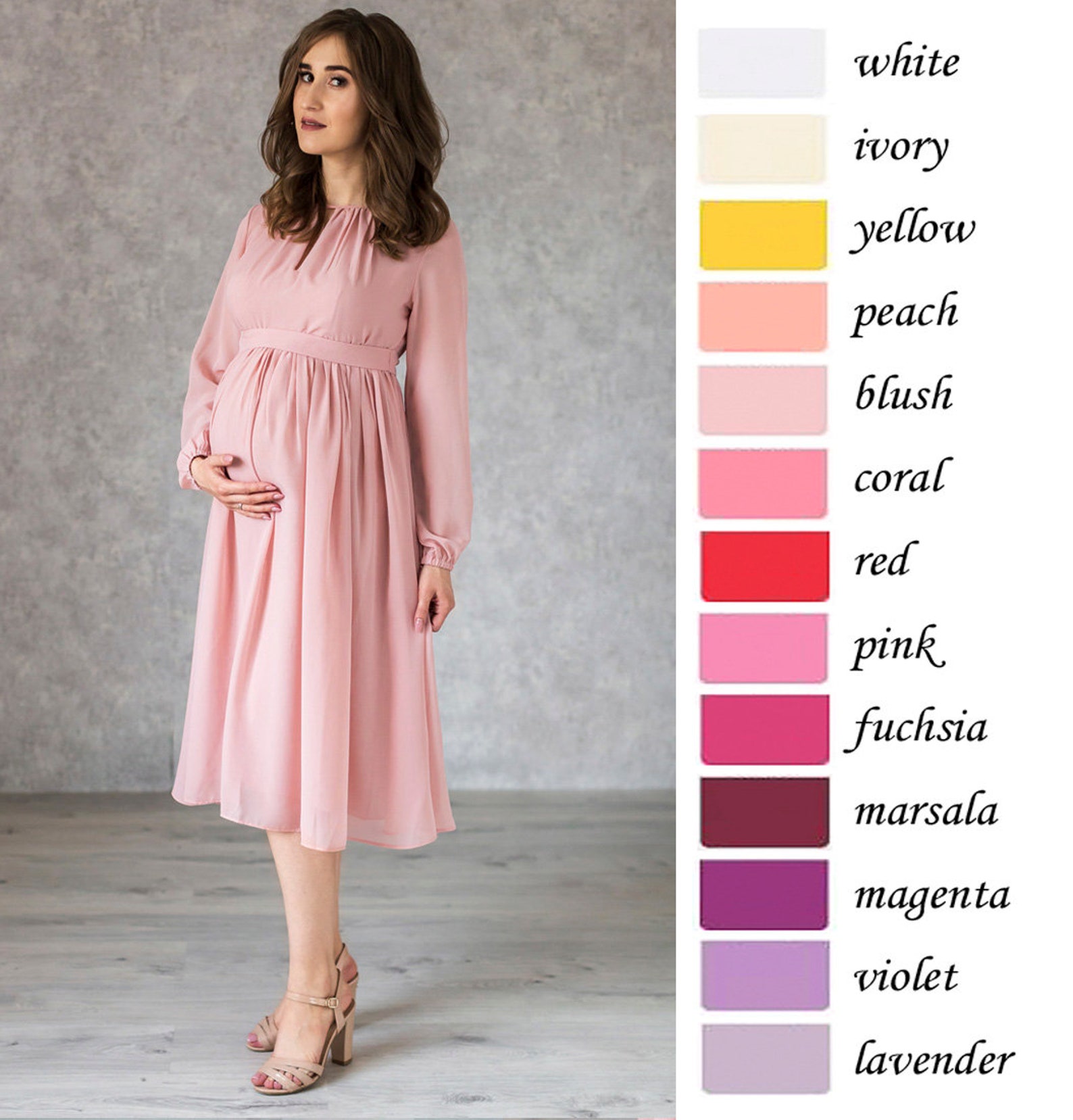 Blush Maternity Cocktail Flowy Dress / Midi dress for Future Etsy