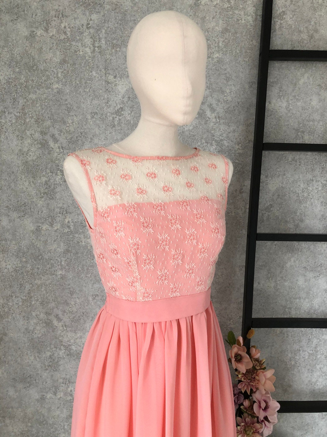 peach chiffon cocktail dress Women's Peach Chiffon Flower Bust Detail Mini Dress