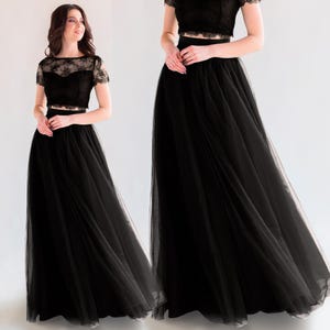 Black Tulle Skirt, Black skirt long, Black Mesh Skirt, Black maxi skirt, Evening maxi skirt, Tulle formal skirt, High waist circle skirt