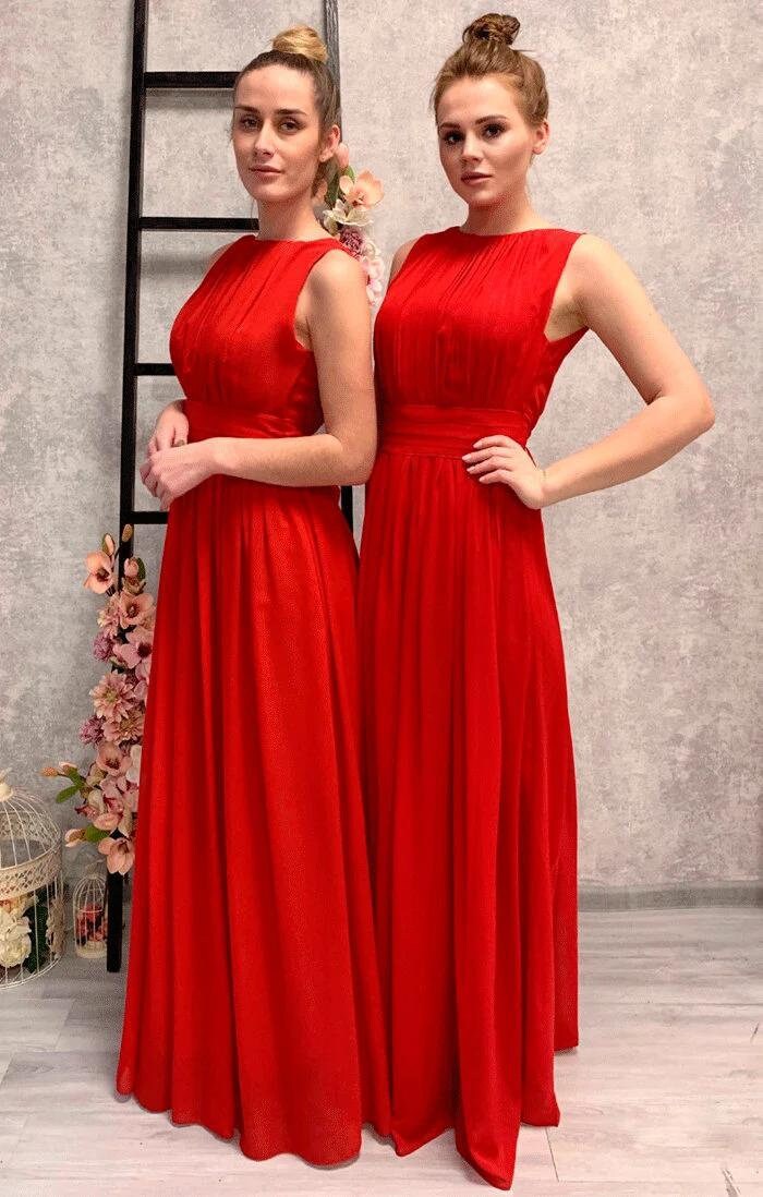 Red Chiffon Maxi Dress: Greek Style Romantic Gown (L, Xl)