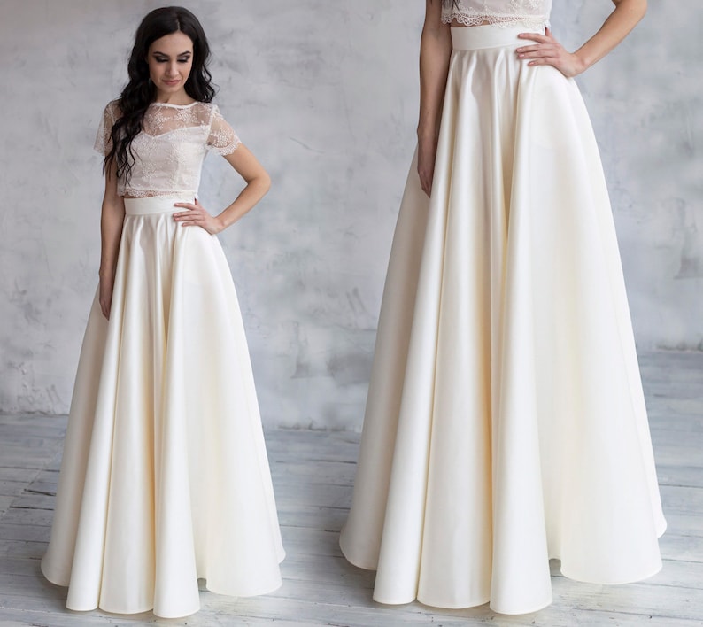 Elegant Wedding Ivory Satin Full Skirt / Maxi bridal skirt / Etsy