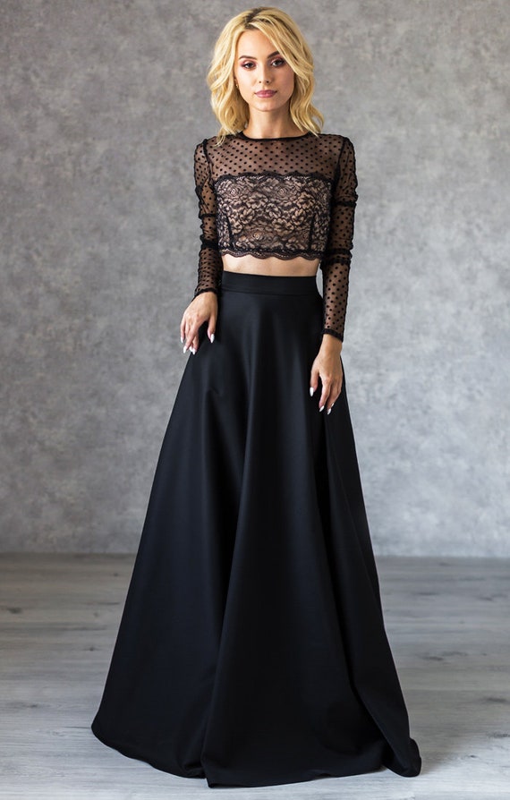 Ladies black evening skirts 2025
