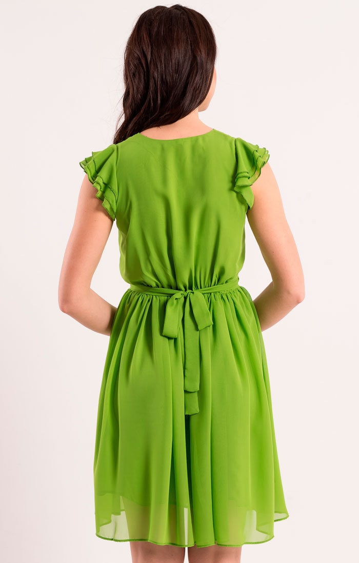 cocktail dress apple green Apple Green Floral Detail Sleeveless Mini Dress - All Dresses