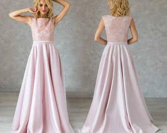 Elegant Satin Blush Dress, Floor Length Prom Dress, Evening Satin Gown, Blush Pink Sleeveless Long Dress, Pink Satin Long Dress