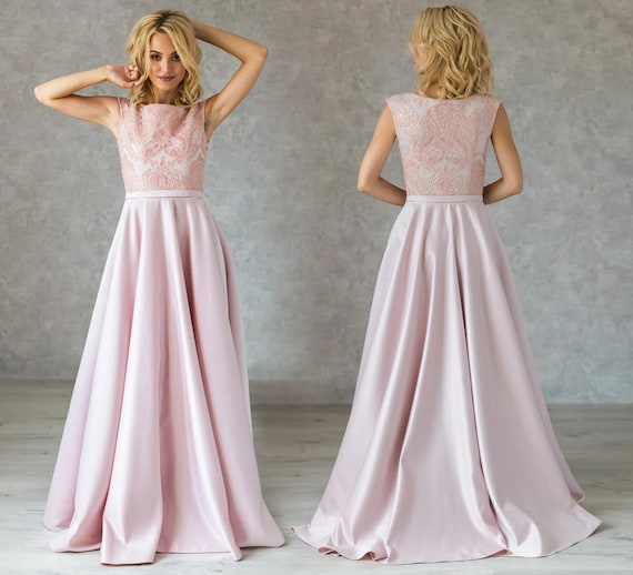 Blush pink evening gown deals