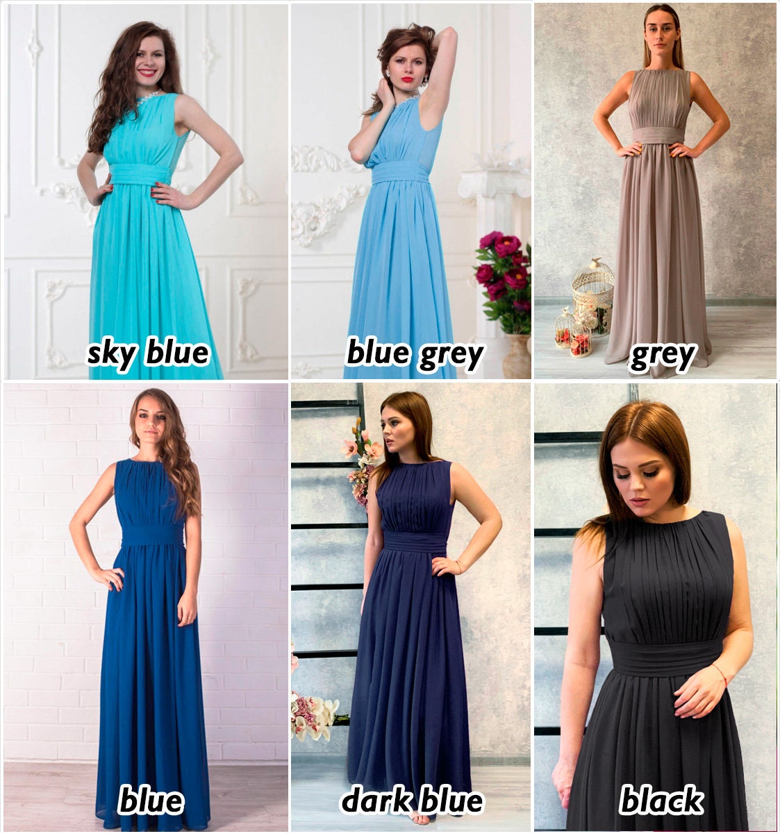 Total Sale! Elegance Long Chiffon Flowy Dress, Emerald