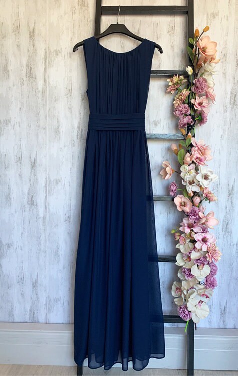 Navy Blue Chiffon Maxi Dress: Greek Style Formal Gown - Etsy
