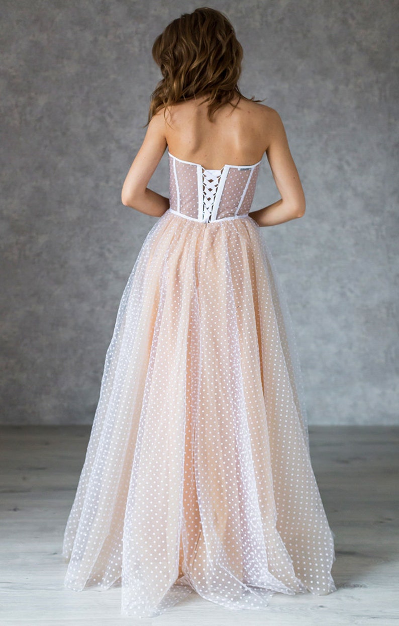 Bohemian Wedding Dress with Built-in Bra / Nude color lining | Etsy