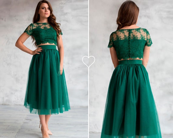 Emerald tulle skirt sales