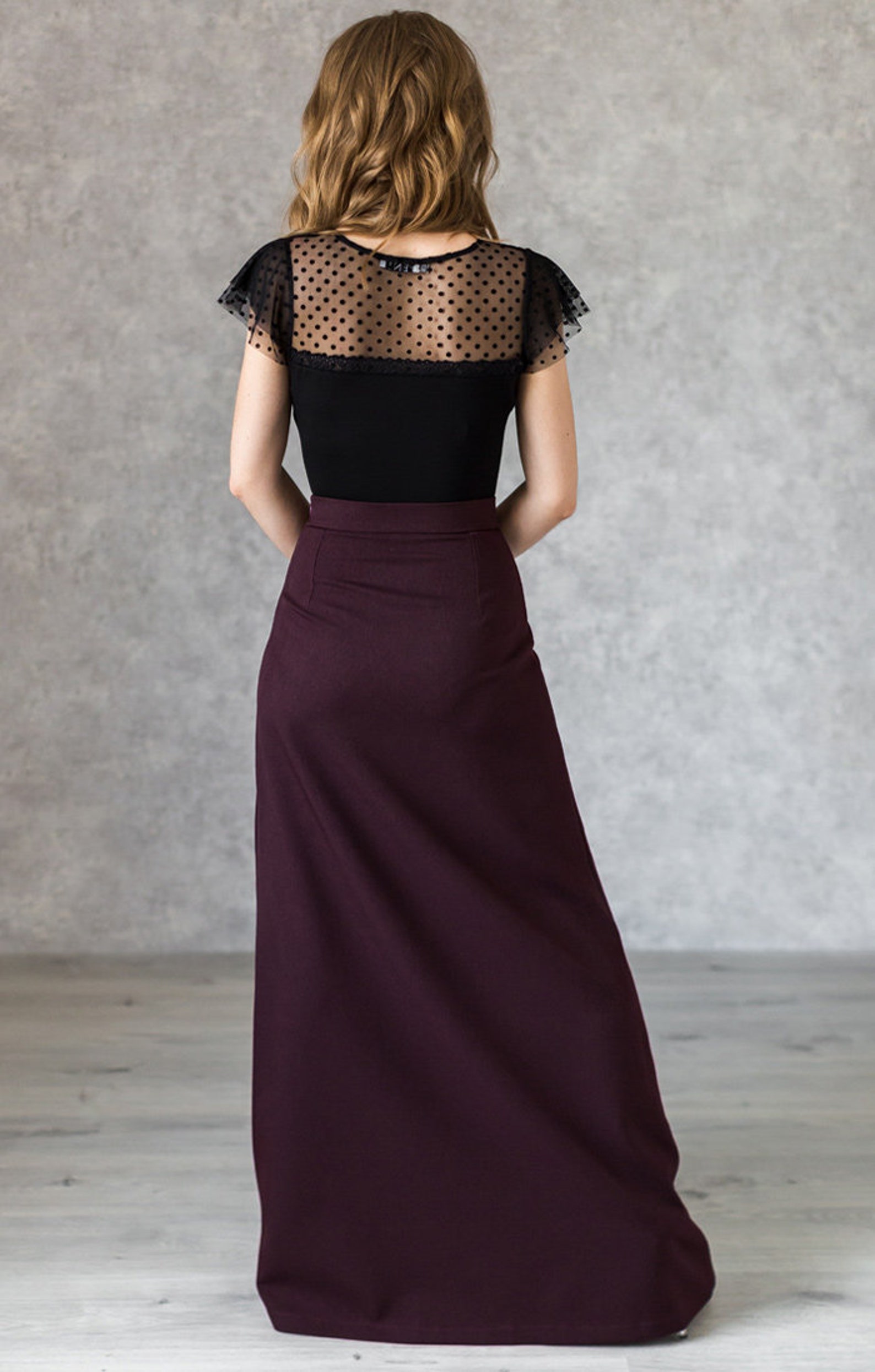 Maxi Black Skirt Elegant Evening Skirt Classic Black Skirt Etsy