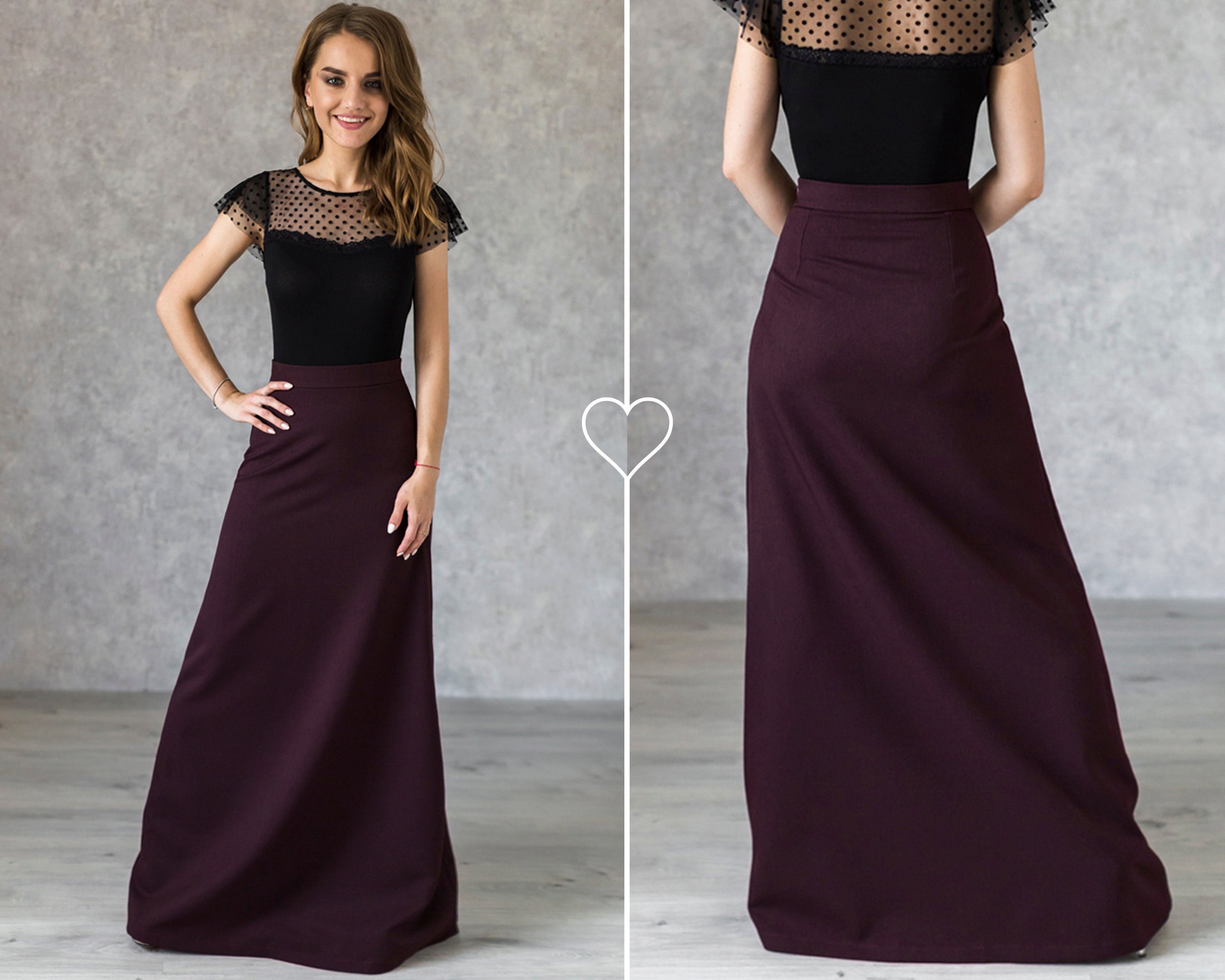 Maxi Black Skirt Elegant Evening Skirt Classic Black Skirt Etsy