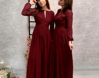 slim fit dress slacks Tea Length Sheath Burgundy Summer Semi Formal Dress Prom Dress main image 1