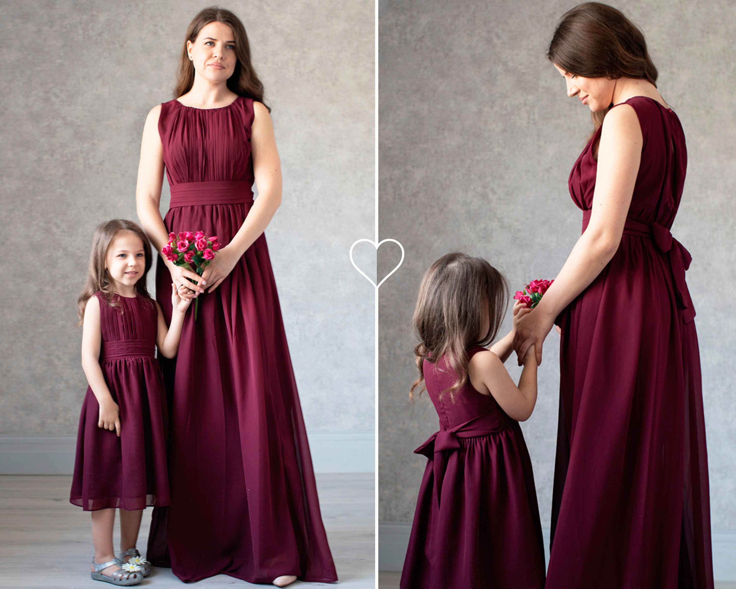 Mommy and me burgundy dresses hot sale
