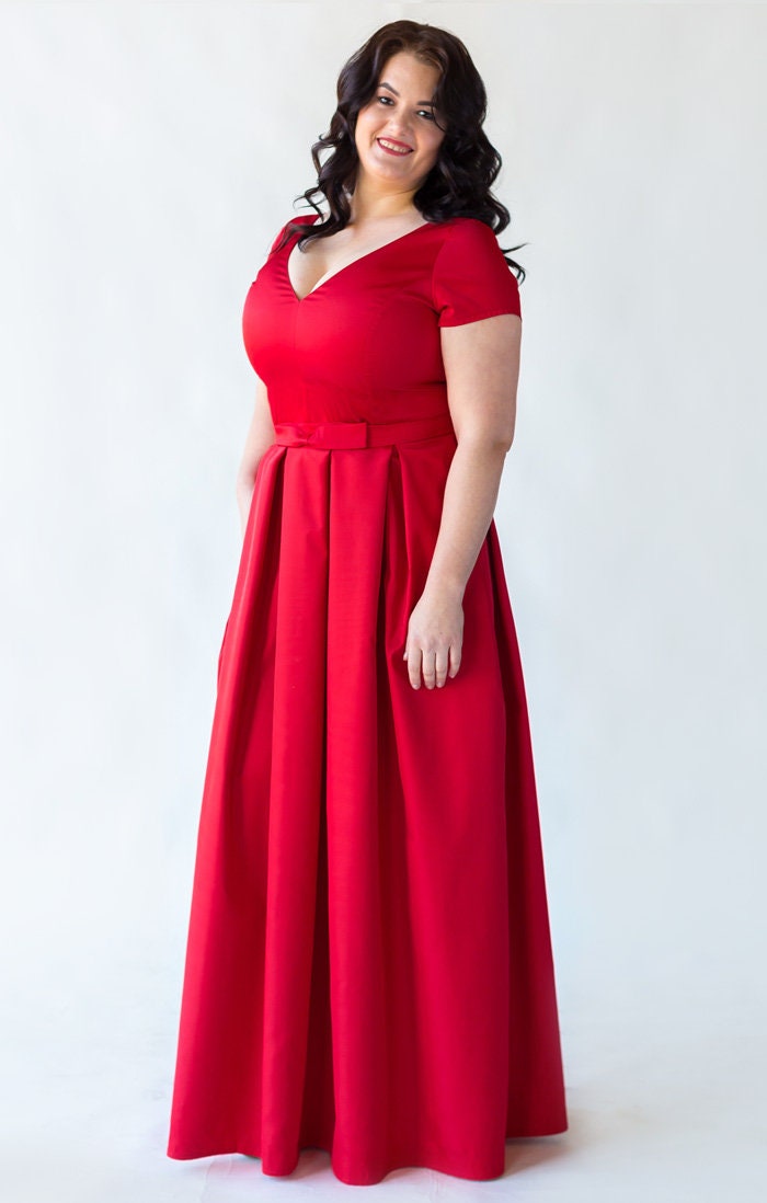 a line plus size formal dresses A-line red tulle and lace appliqued long plus size formal dress prom d –  Simplepromdress