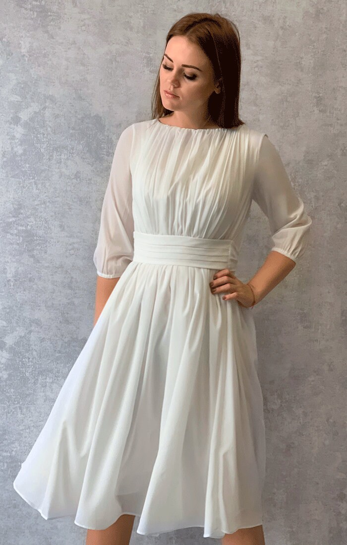 Emerald Green Chiffon Midi Dress: Flowy Grecian Style Cocktail Gown