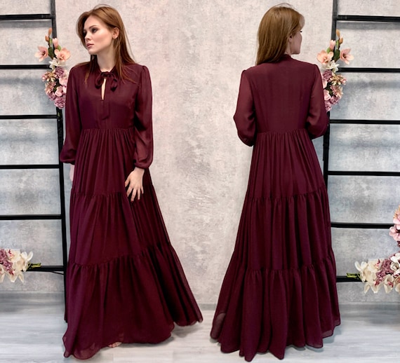chinese dress ladies Off the Shoulder Side Slit Burgundy Prom Dress with Belt – FancyVestido main image 0