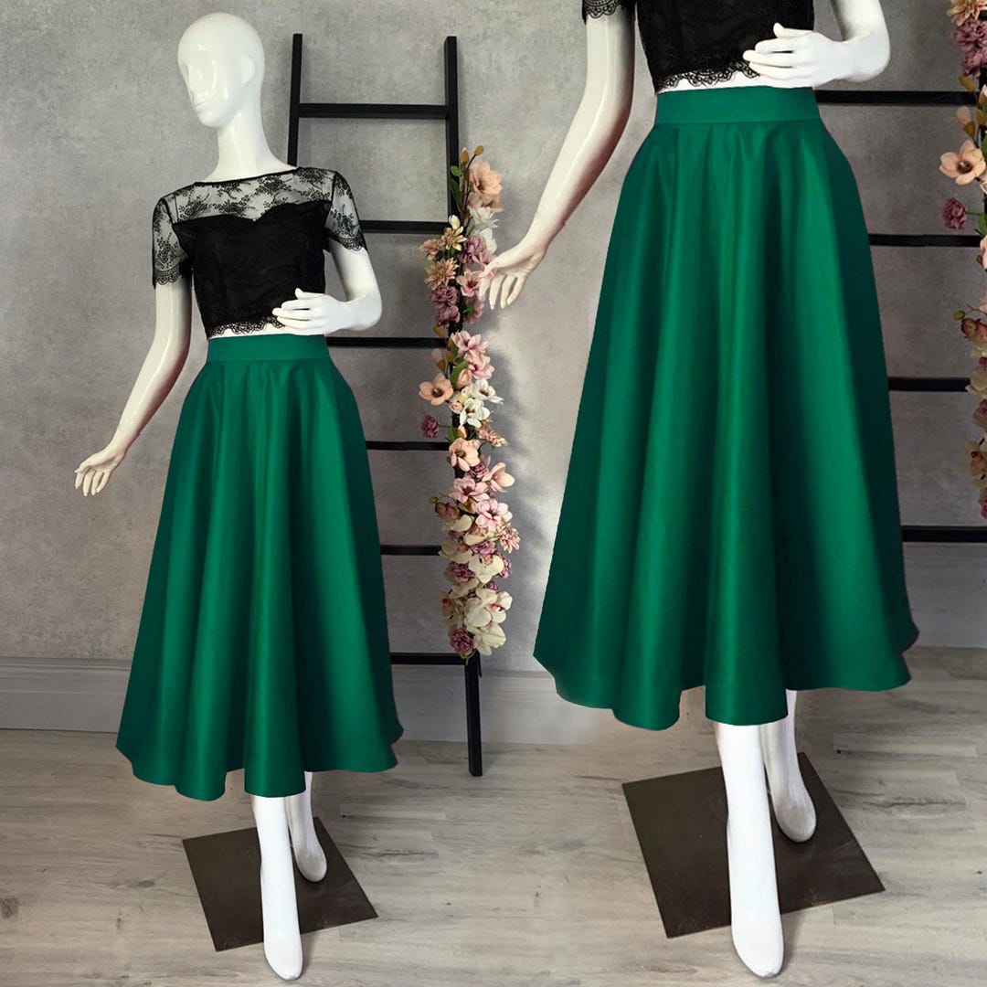 N°21 Women Mid Skirts H1015844 GREEN Amazon.com: CHICWISH Women's Pleated Green Midi Skirt High