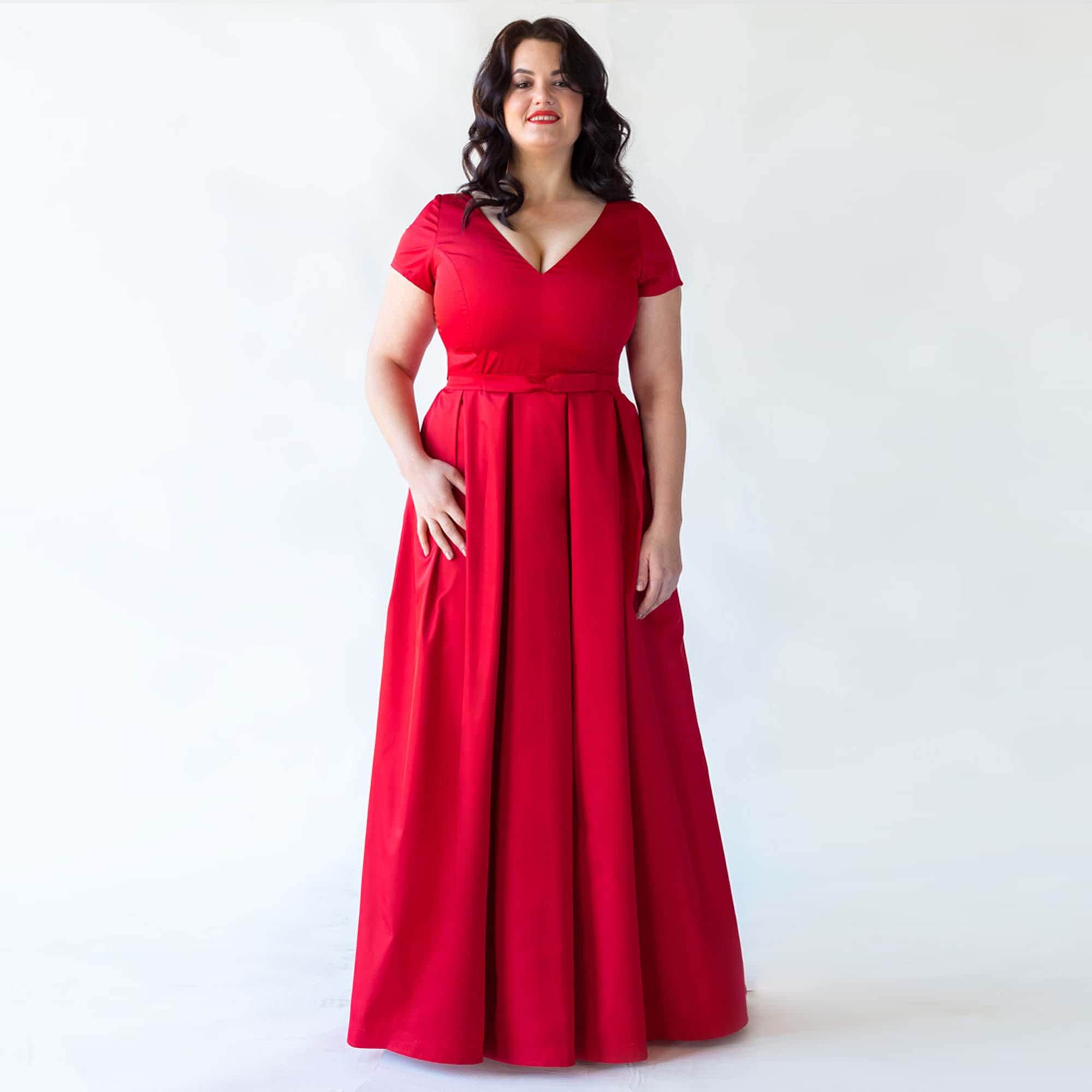 red plus size semi formal dresses Plus Size Long Formal Prom Gown by LaDivine CH079C main image 0