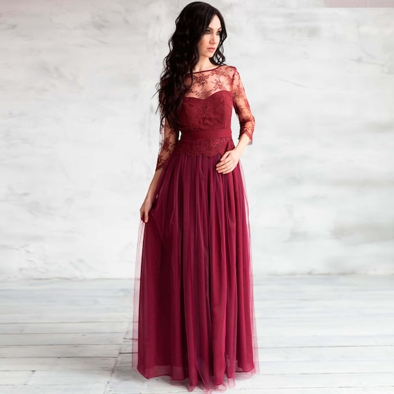 blue dress for baby girl Chic Burgundy Mermaid Lace Sweetheart Long Prom Dress, Party Dress, MP175 –  Musebridals main image 0