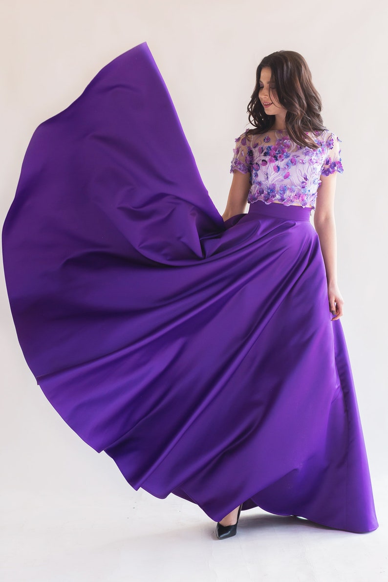 Two Piece Evening Dress With Full Skirt / Evening Crop Top & Etsy