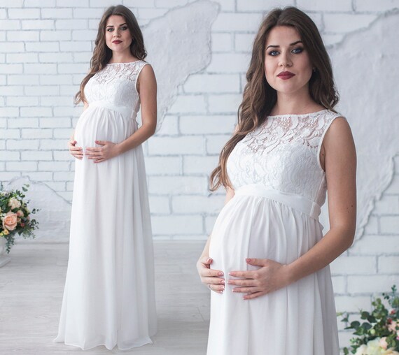 Ivory Maternity Dress / Long Chiffon 