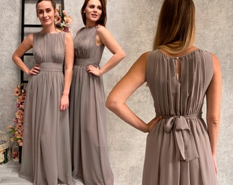 Grey Bridesmaid Dress, Long Chiffon Dresses in Different Colors, Floor Length Bridesmaid Gown, Special Occasion, Wedding Guest Dress