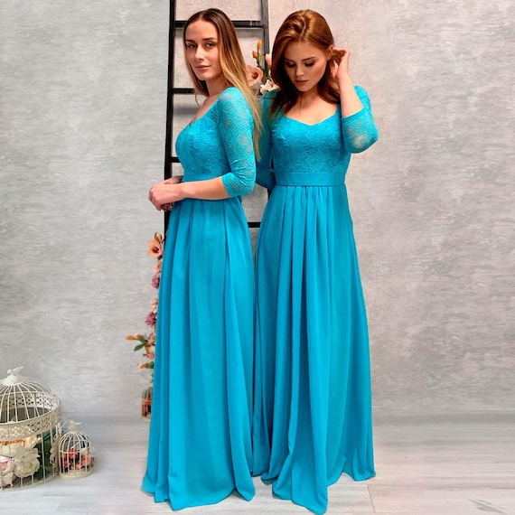 blue dress for baby girl Turquoise Lace Ball Gown Dress Size 14 / Other