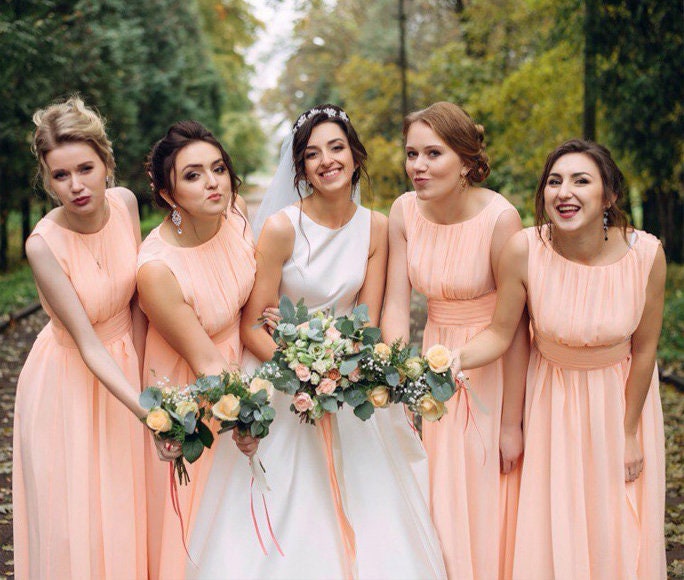 Pretty Peach Gown | Peach gown, Coral colored dresses, Peach dress outfit