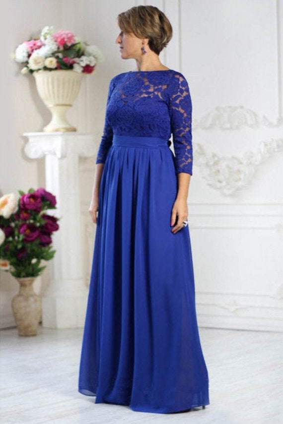 Blue Chiffon Maxi Dress for Woman: Lace Top Formal Gown - Etsy UK Blue Chiffon Maxi Dress for Woman: Lace Top Formal Gown - Etsy UK