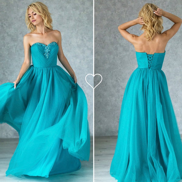 Turquoise Prom Dress Etsy