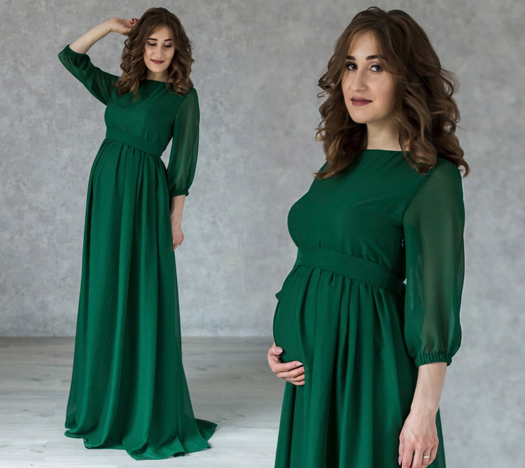 Elegance Emerald Maternity Dress / Long Green Formal Dress for Future ...