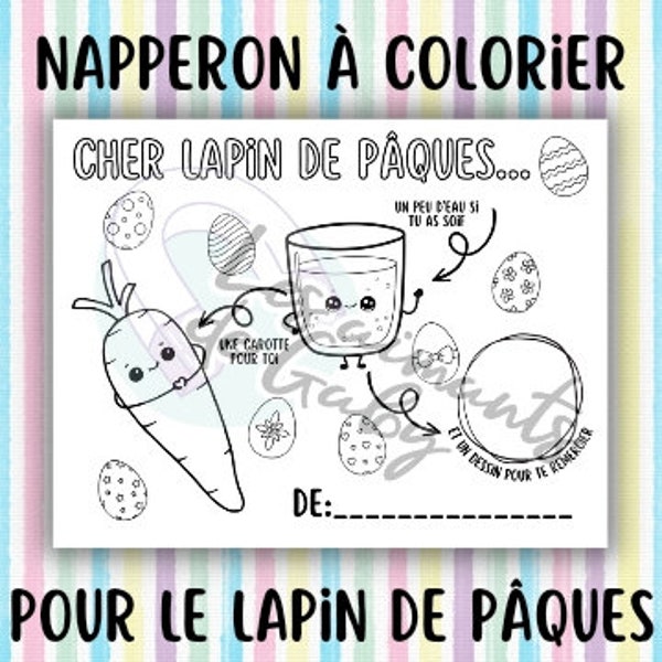 Napperon à colorier pour le lapin de Pâques