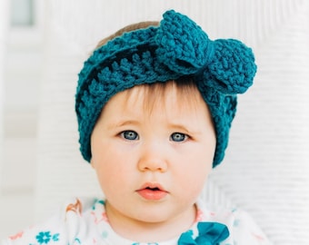 Bow Headwrap - Crochet Bow Headband, Bow Ear Warmer, Bow Turban Headband, Bow Headband Baby, Bow Headband Women, Newborn Bow, Girls Headband